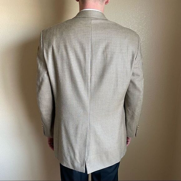 Lauren Ralph Lauren Men’s Wool Sports Coat Blazer Tan Houndstooth Size 44R - Picture 3 of 11